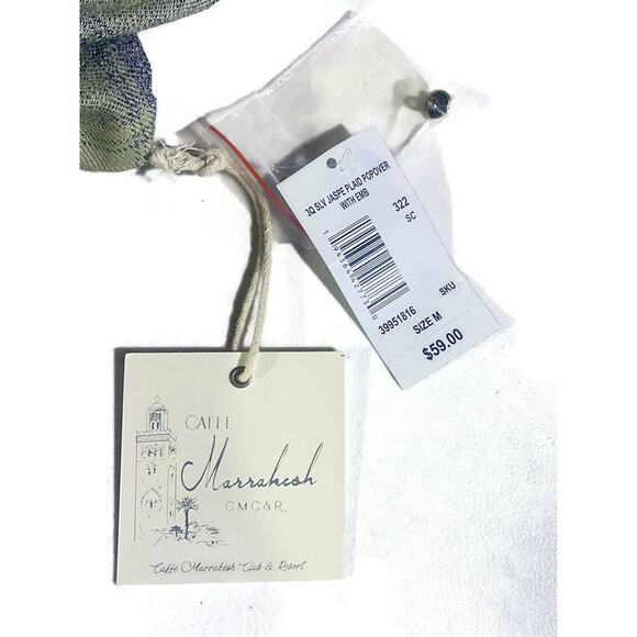 Caffe Marrakesh Pullover Top Women's Medium 3/4 Sleeves Green Plaid NEW - Picture 6 of 7